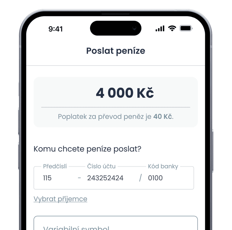 Zadejte nebo potvrďte částku k odeslání