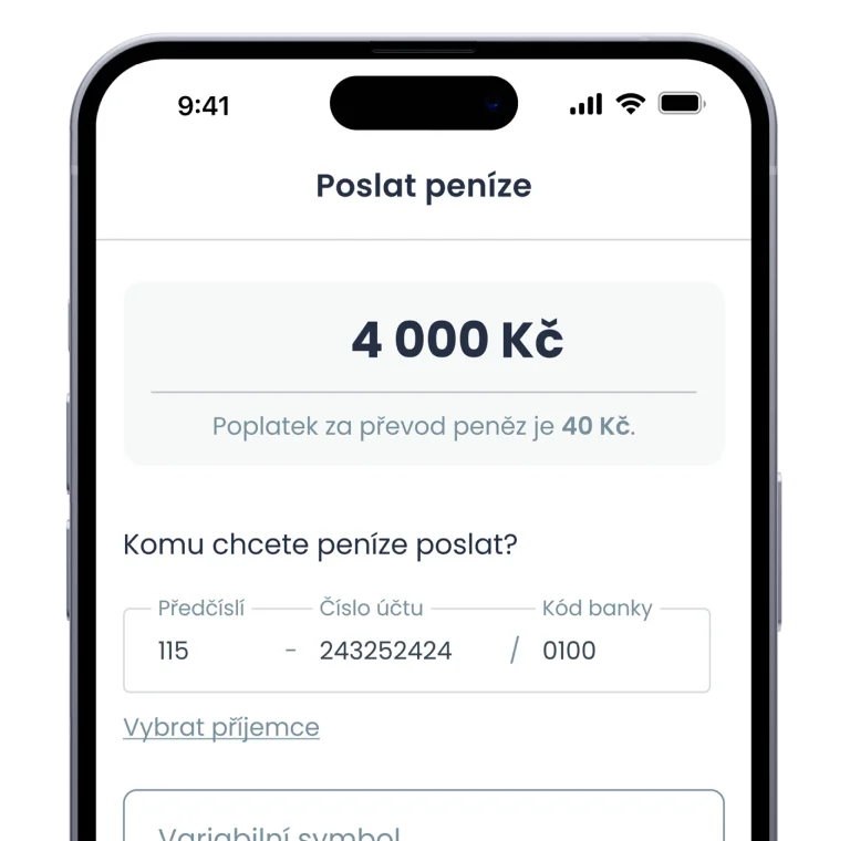 Zadejte nebo potvrďte částku k odeslání